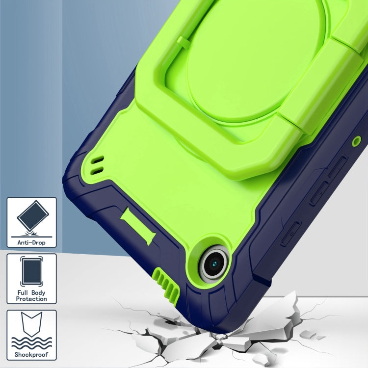 For Samsung Galaxy Tab A9 Handle Robot Silicone Hybrid PC Tablet Case(Navy Yellow Green) by bashfashion