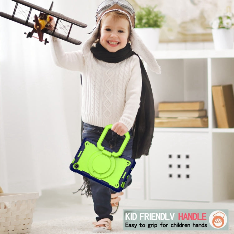 For Samsung Galaxy Tab A9 Handle Robot Silicone Hybrid PC Tablet Case(Navy Yellow Green) by bashfashion