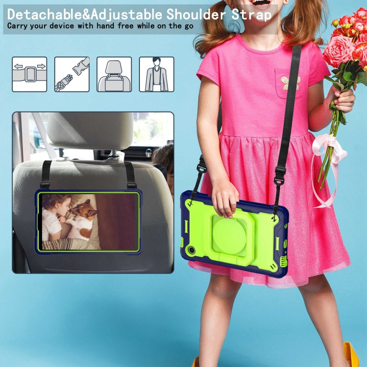 For Samsung Galaxy Tab A9 Handle Robot Silicone Hybrid PC Tablet Case(Navy Yellow Green) by bashfashion