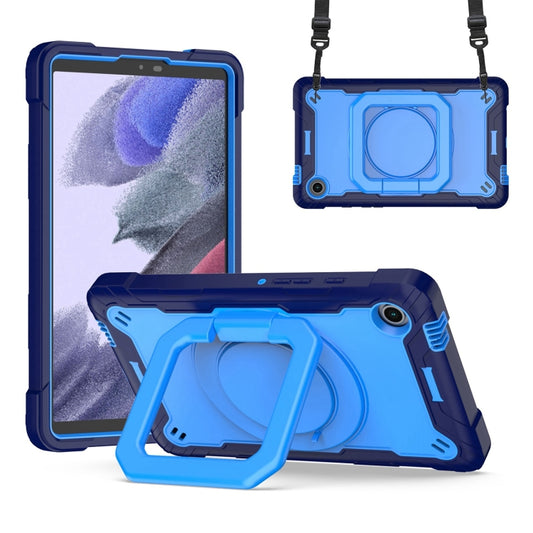 For Samsung Galaxy Tab A9 Handle Robot Silicone Hybrid PC Tablet Case(Navy Blue Blue) by bashfashion