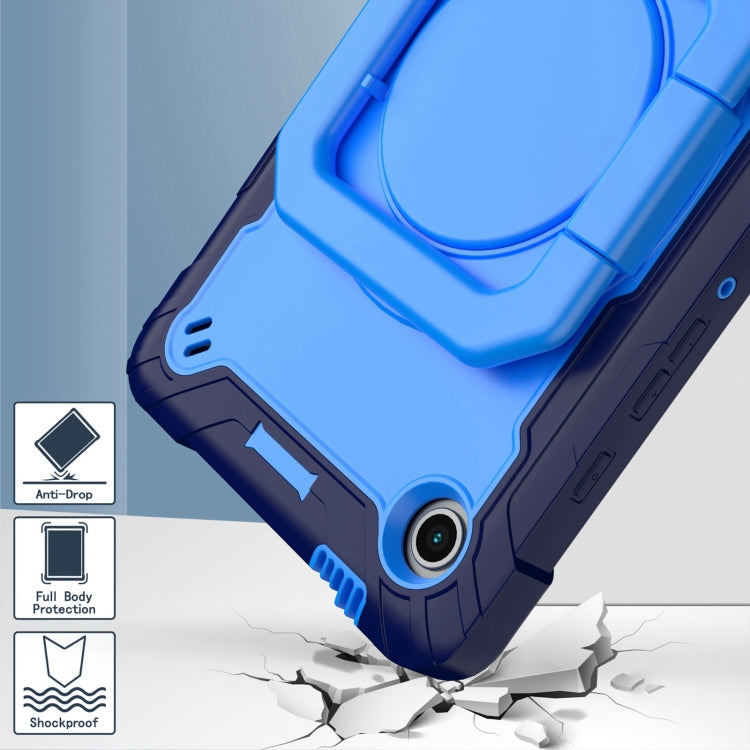 For Samsung Galaxy Tab A9 Handle Robot Silicone Hybrid PC Tablet Case(Navy Blue Blue) by bashfashion