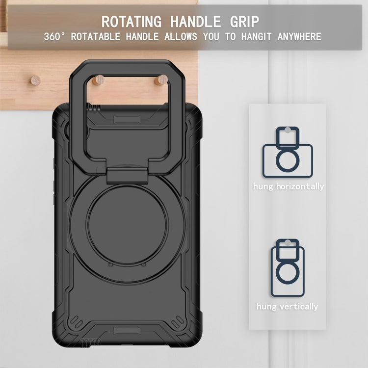 For Samsung Galaxy Tab A9 Handle Robot Silicone Hybrid PC Tablet Case(Black) by bashfashion