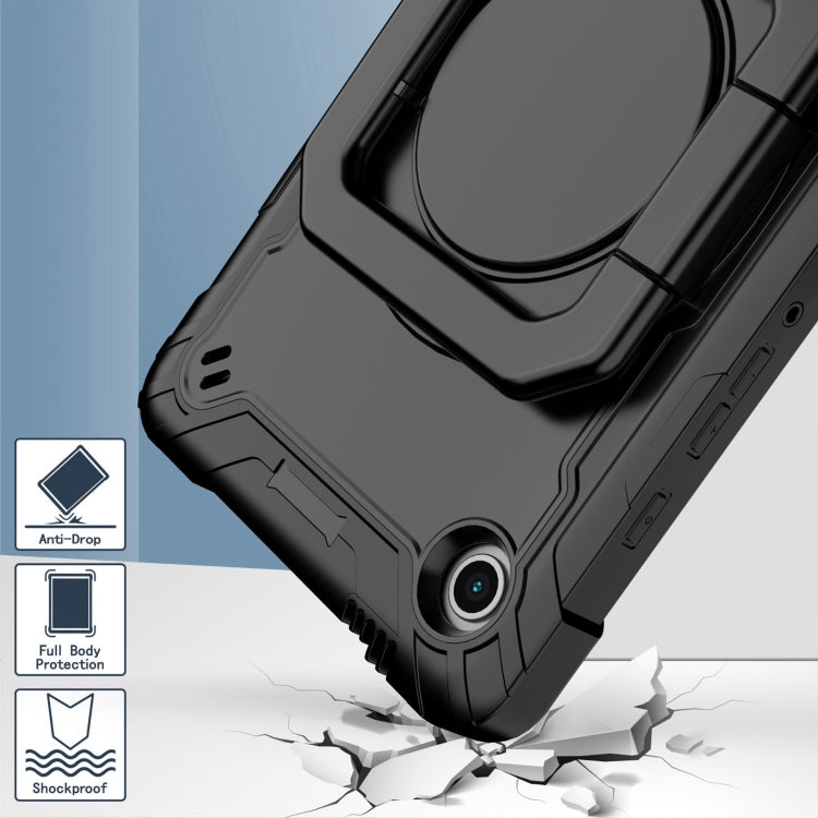 For Samsung Galaxy Tab A9 Handle Robot Silicone Hybrid PC Tablet Case(Black) by bashfashion