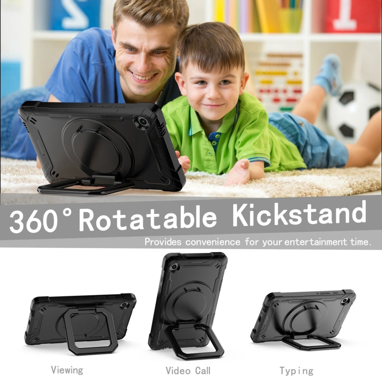 For Samsung Galaxy Tab A9 Handle Robot Silicone Hybrid PC Tablet Case(Black) by bashfashion