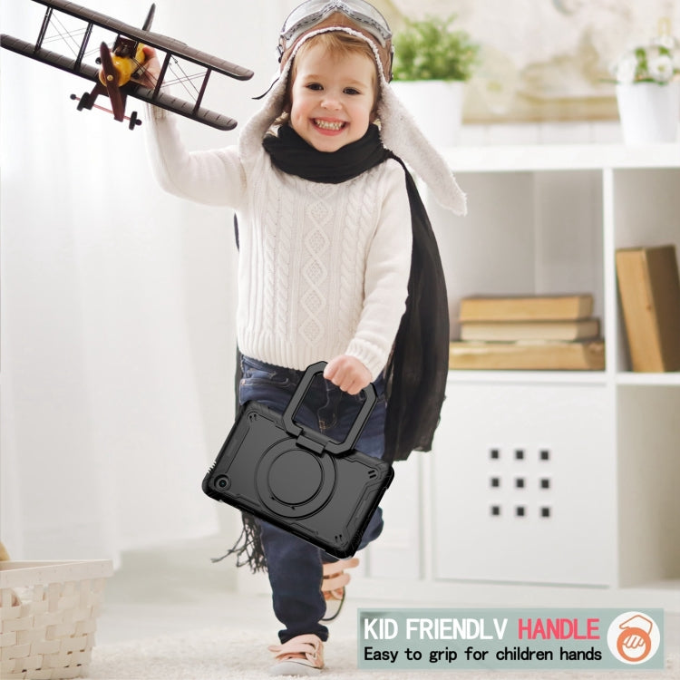 For Samsung Galaxy Tab A9 Handle Robot Silicone Hybrid PC Tablet Case(Black) by bashfashion