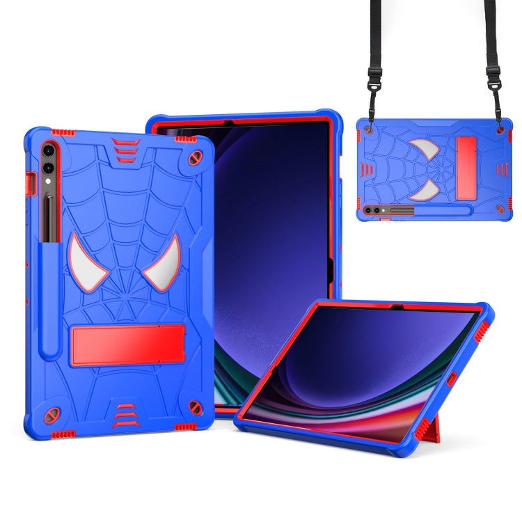 For Samsung Galaxy Tab S9 FE+ / S9+ Fold-Holder Spider Silicone Hybrid PC Tablet Case(Blue Red) by bashfashion
