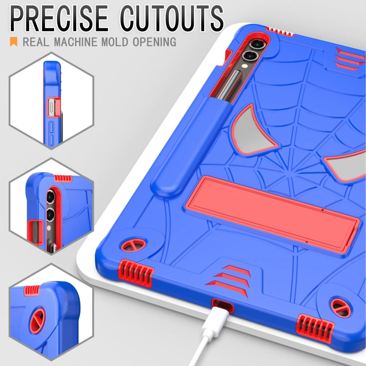 For Samsung Galaxy Tab S9 FE+ / S9+ Fold-Holder Spider Silicone Hybrid PC Tablet Case(Blue Red) by bashfashion