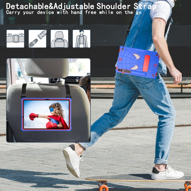 For Samsung Galaxy Tab S9 FE+ / S9+ Fold-Holder Spider Silicone Hybrid PC Tablet Case(Blue Red) by bashfashion