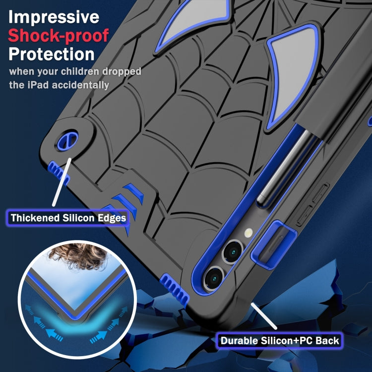 For Samsung Galaxy Tab S9 FE+ / S9+ Fold-Holder Spider Silicone Hybrid PC Tablet Case(Back Blue) by bashfashion