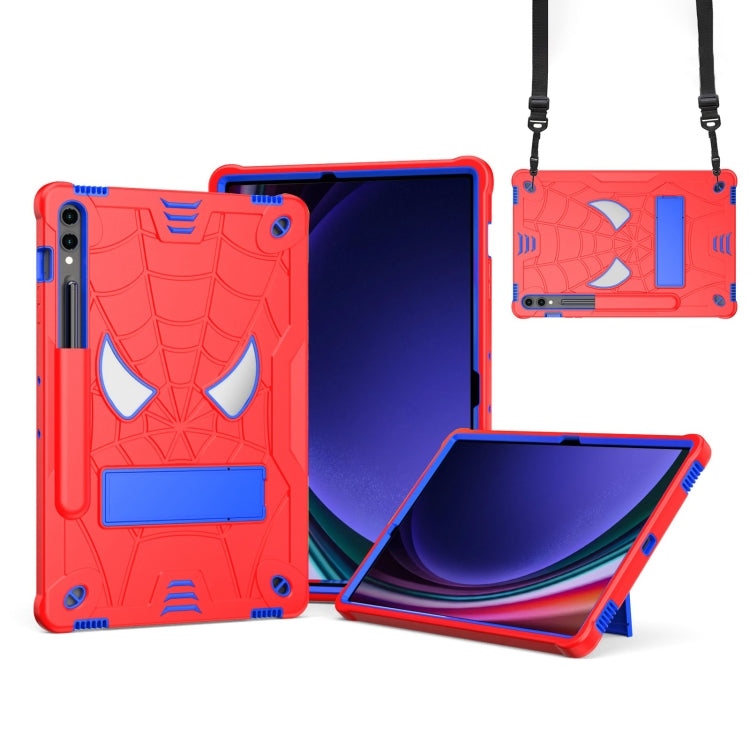 For Samsung Galaxy Tab S9 FE+ / S9+ Fold-Holder Spider Silicone Hybrid PC Tablet Case(Red Blue) by bashfashion