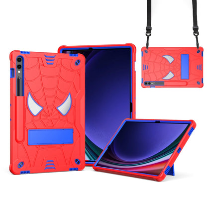 For Samsung Galaxy Tab S9 FE+ / S9+ Fold-Holder Spider Silicone Hybrid PC Tablet Case(Red Blue) by bashfashion