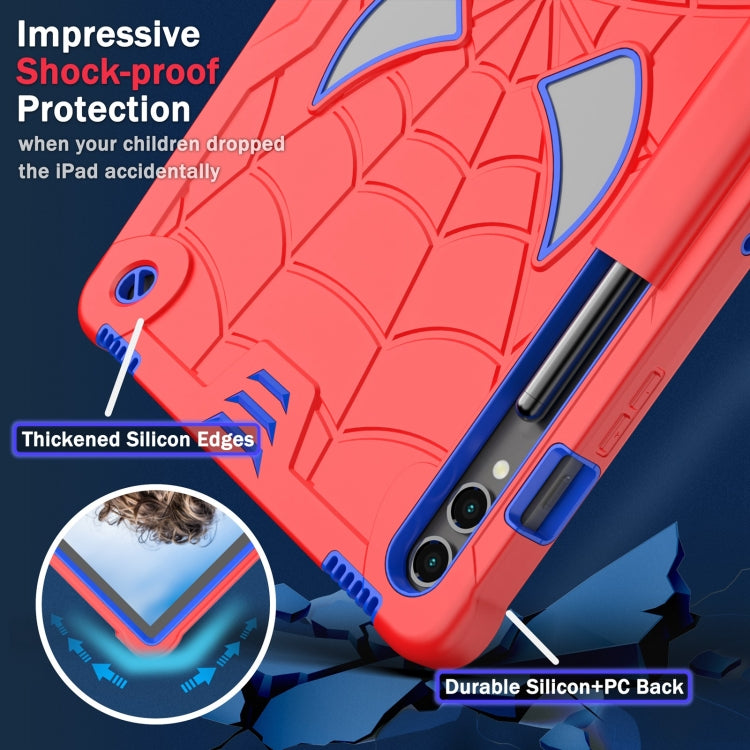 For Samsung Galaxy Tab S9 FE+ / S9+ Fold-Holder Spider Silicone Hybrid PC Tablet Case(Red Blue) by bashfashion