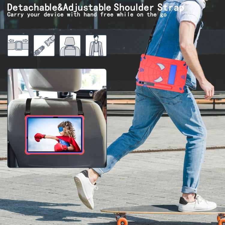 For Samsung Galaxy Tab S9 FE+ / S9+ Fold-Holder Spider Silicone Hybrid PC Tablet Case(Red Blue) by bashfashion