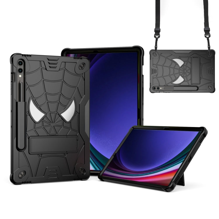 For Samsung Galaxy Tab S9 FE+ / S9+ Fold-Holder Spider Silicone Hybrid PC Tablet Case(Black) by bashfashion
