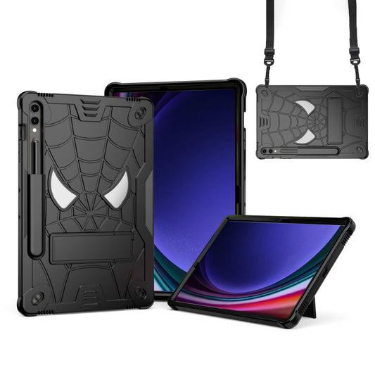 For Samsung Galaxy Tab S9 FE+ / S9+ Fold-Holder Spider Silicone Hybrid PC Tablet Case(Black) by bashfashion