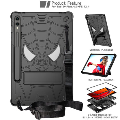 For Samsung Galaxy Tab S9 FE+ / S9+ Fold-Holder Spider Silicone Hybrid PC Tablet Case(Black) by bashfashion