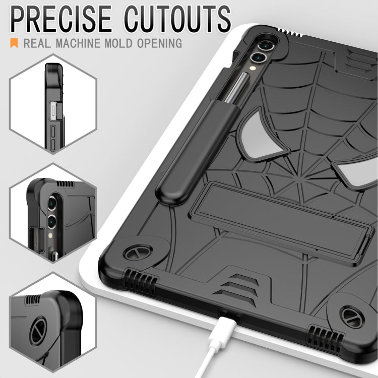 For Samsung Galaxy Tab S9 FE+ / S9+ Fold-Holder Spider Silicone Hybrid PC Tablet Case(Black) by bashfashion