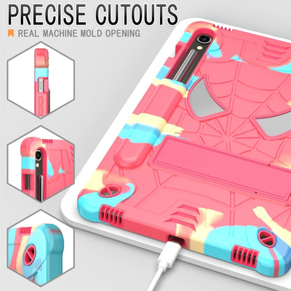 For Samsung Galaxy Tab S9 FE / S9 Fold-Holder Spider Silicone Hybrid PC Tablet Case(Camouflage Rose Red) by bashfashion