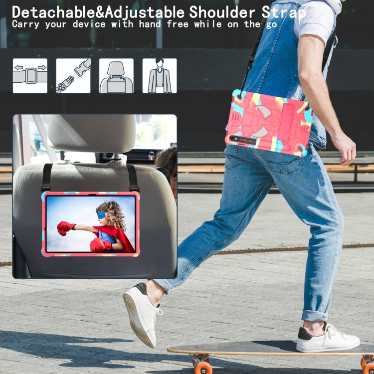 For Samsung Galaxy Tab S9 FE / S9 Fold-Holder Spider Silicone Hybrid PC Tablet Case(Camouflage Rose Red) by bashfashion