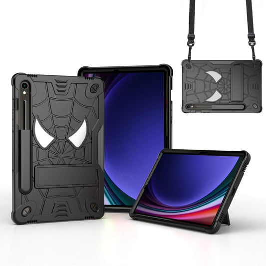 For Samsung Galaxy Tab S9 FE / S9 Fold-Holder Spider Silicone Hybrid PC Tablet Case(Black) by bashfashion