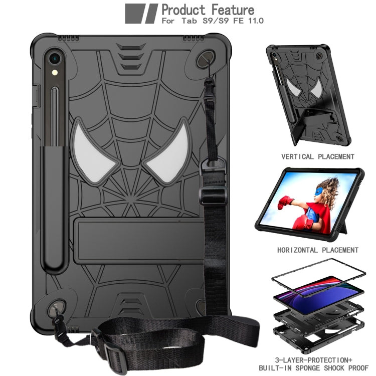 For Samsung Galaxy Tab S9 FE / S9 Fold-Holder Spider Silicone Hybrid PC Tablet Case(Black) by bashfashion