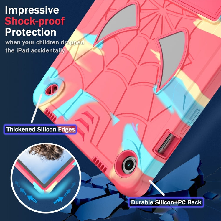 For Samsung Galaxy Tab A9+ Fold-Holder Spider Silicone Hybrid PC Tablet Case(Camouflage Rose Red) by bashfashion