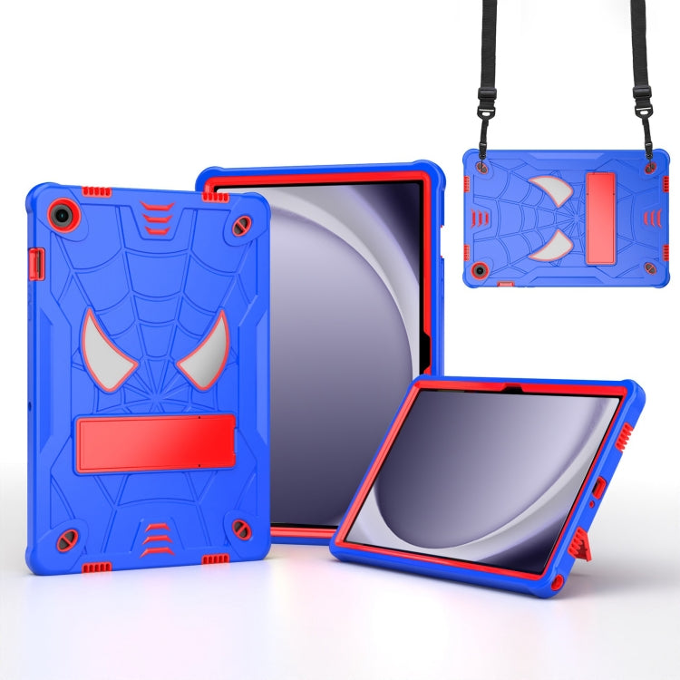 For Samsung Galaxy Tab A9+ Fold-Holder Spider Silicone Hybrid PC Tablet Case(Blue Red) by bashfashion