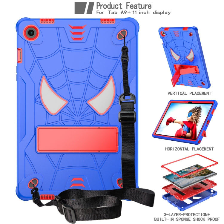For Samsung Galaxy Tab A9+ Fold-Holder Spider Silicone Hybrid PC Tablet Case(Blue Red) by bashfashion
