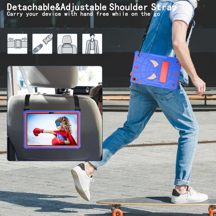 For Samsung Galaxy Tab A9+ Fold-Holder Spider Silicone Hybrid PC Tablet Case(Blue Red) by bashfashion