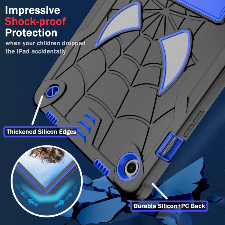 For Samsung Galaxy Tab A9+ Fold-Holder Spider Silicone Hybrid PC Tablet Case(Back Blue) by bashfashion