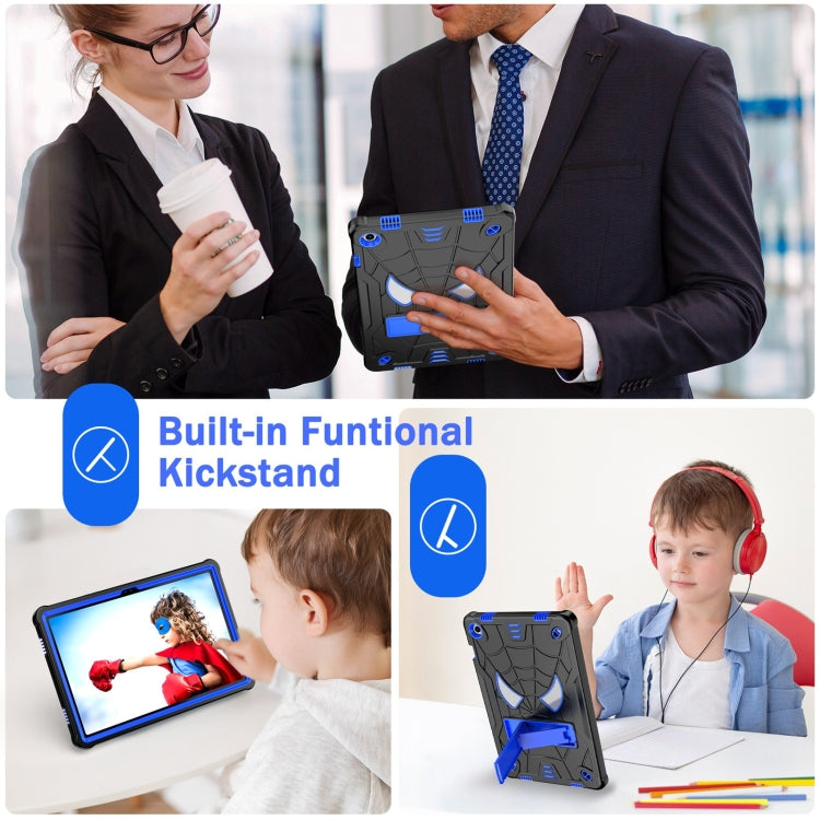 For Samsung Galaxy Tab A9+ Fold-Holder Spider Silicone Hybrid PC Tablet Case(Back Blue) by bashfashion