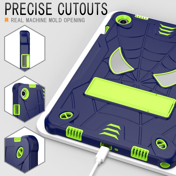 For Samsung Galaxy Tab A9+ Fold-Holder Spider Silicone Hybrid PC Tablet Case(Navy Yellow Green) by bashfashion