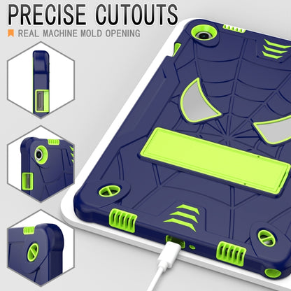 For Samsung Galaxy Tab A9+ Fold-Holder Spider Silicone Hybrid PC Tablet Case(Navy Yellow Green) by bashfashion