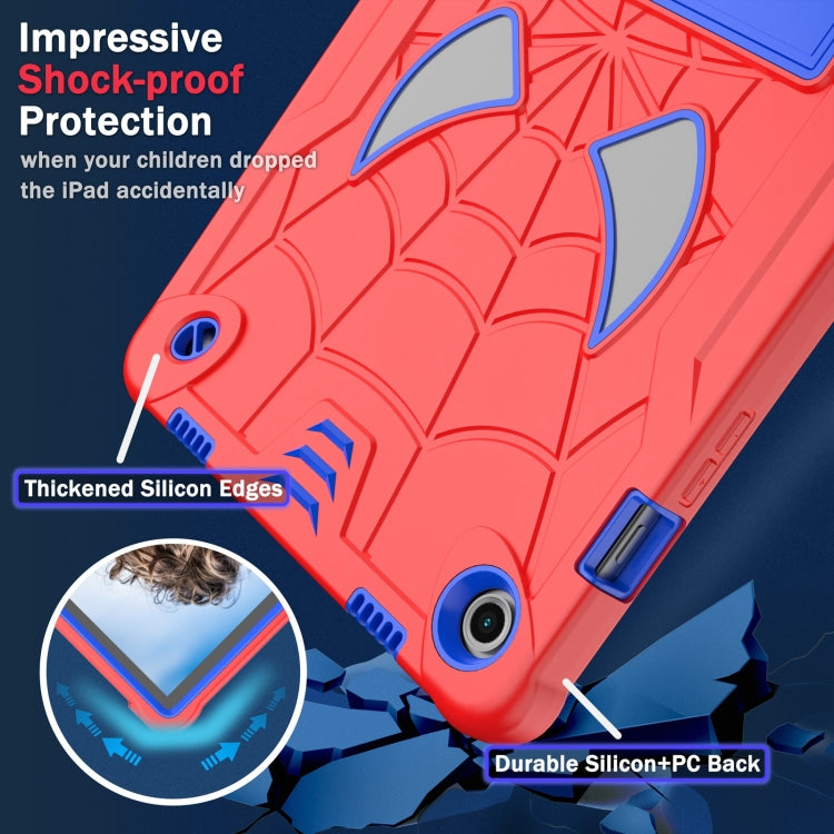 For Samsung Galaxy Tab A9+ Fold-Holder Spider Silicone Hybrid PC Tablet Case(Red Blue) by bashfashion