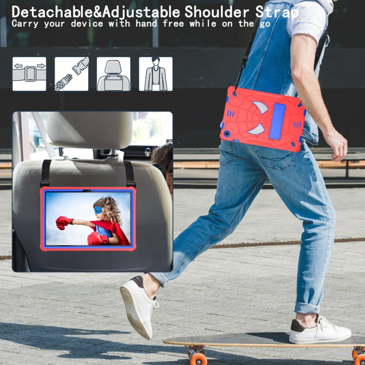 For Samsung Galaxy Tab A9+ Fold-Holder Spider Silicone Hybrid PC Tablet Case(Red Blue) by bashfashion