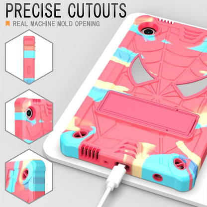 For Samsung Galaxy Tab A9 Fold-Holder Spider Silicone Hybrid PC Tablet Case(Camouflage Rose Red) by bashfashion