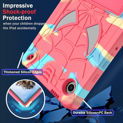 For Samsung Galaxy Tab A9 Fold-Holder Spider Silicone Hybrid PC Tablet Case(Camouflage Rose Red) by bashfashion