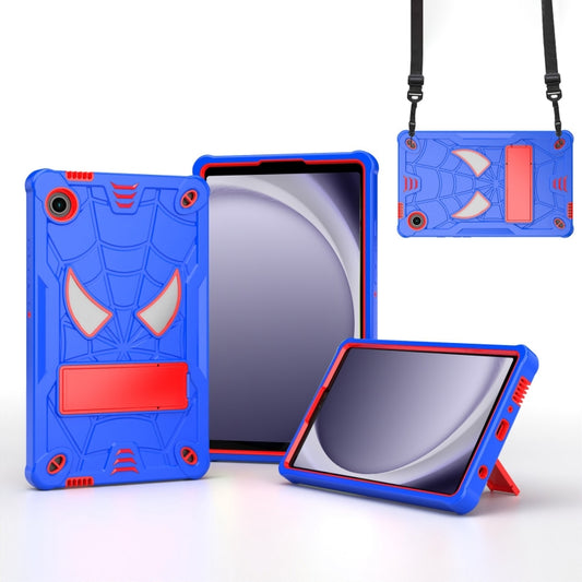 For Samsung Galaxy Tab A9 Fold-Holder Spider Silicone Hybrid PC Tablet Case(Blue Red) by bashfashion