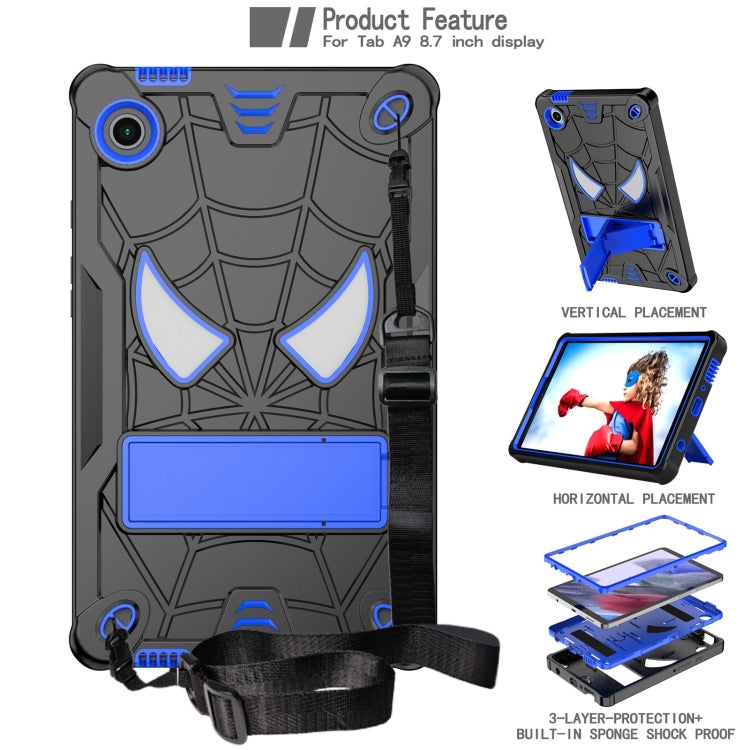 For Samsung Galaxy Tab A9 Fold-Holder Spider Silicone Hybrid PC Tablet Case(Back Blue) by bashfashion