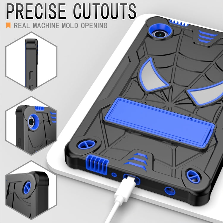 For Samsung Galaxy Tab A9 Fold-Holder Spider Silicone Hybrid PC Tablet Case(Back Blue) by bashfashion