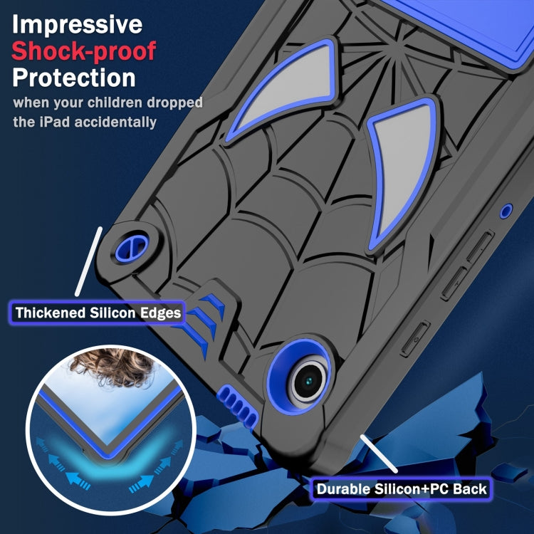 For Samsung Galaxy Tab A9 Fold-Holder Spider Silicone Hybrid PC Tablet Case(Back Blue) by bashfashion