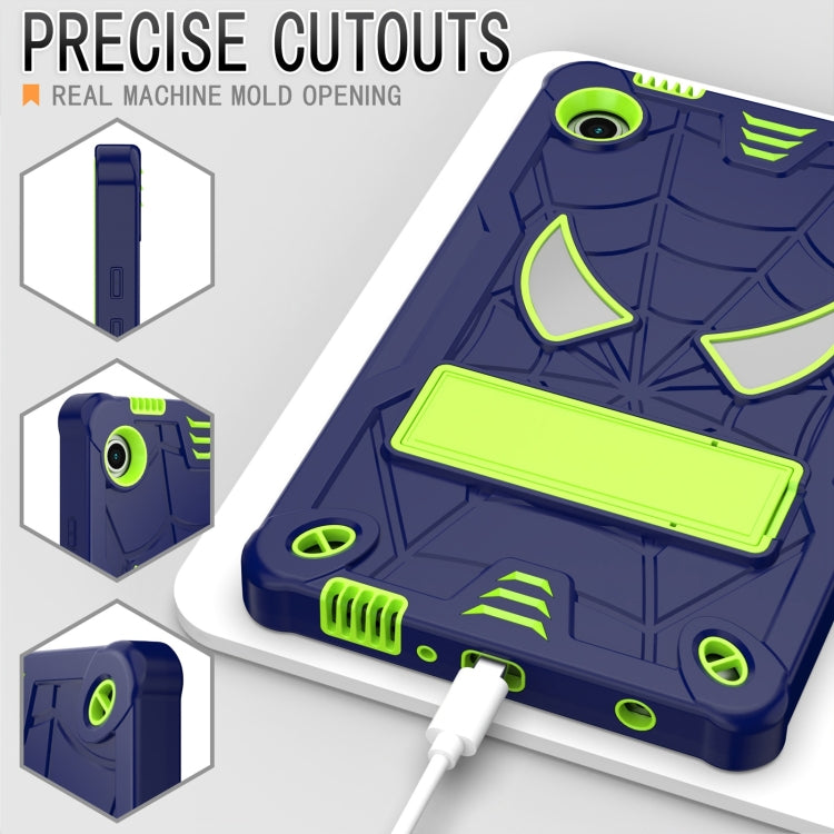 For Samsung Galaxy Tab A9 Fold-Holder Spider Silicone Hybrid PC Tablet Case(Navy Yellow Green) by bashfashion