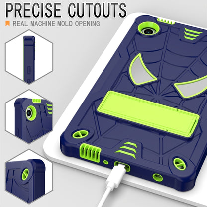 For Samsung Galaxy Tab A9 Fold-Holder Spider Silicone Hybrid PC Tablet Case(Navy Yellow Green) by bashfashion