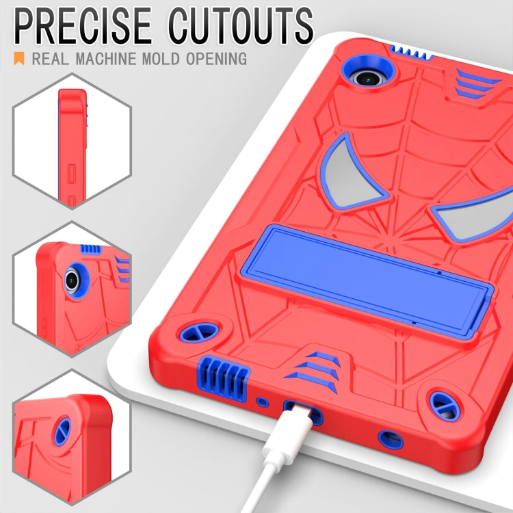 For Samsung Galaxy Tab A9 Fold-Holder Spider Silicone Hybrid PC Tablet Case(Red Blue) by bashfashion