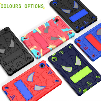 For Samsung Galaxy Tab A9 Fold-Holder Spider Silicone Hybrid PC Tablet Case(Red Blue) by bashfashion