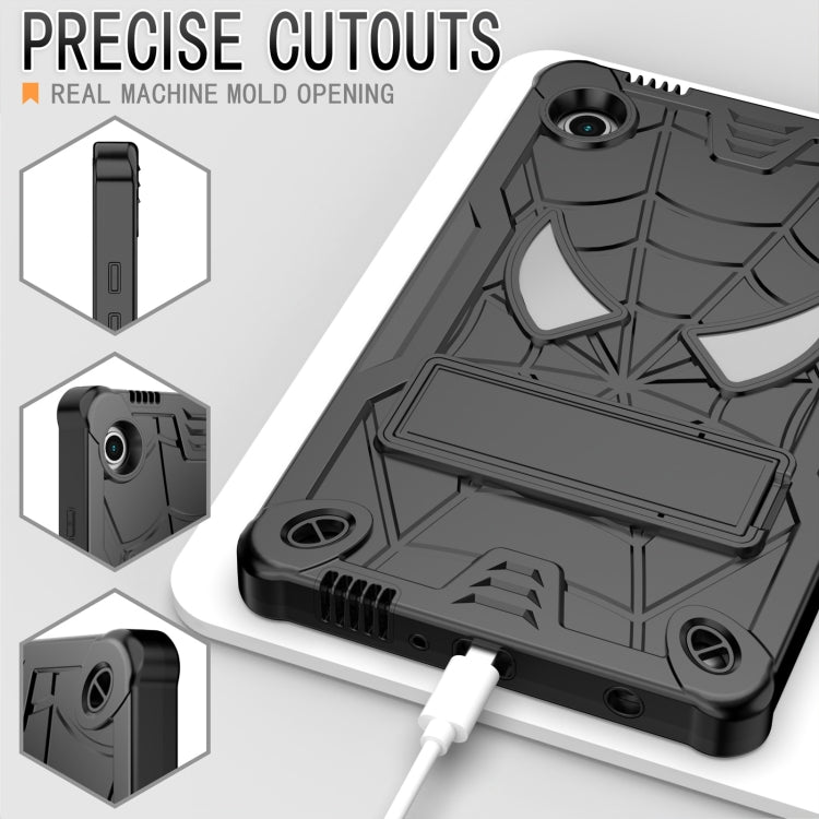 For Samsung Galaxy Tab A9 Fold-Holder Spider Silicone Hybrid PC Tablet Case(Black) by bashfashion