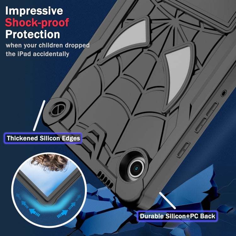 For Samsung Galaxy Tab A9 Fold-Holder Spider Silicone Hybrid PC Tablet Case(Black) by bashfashion
