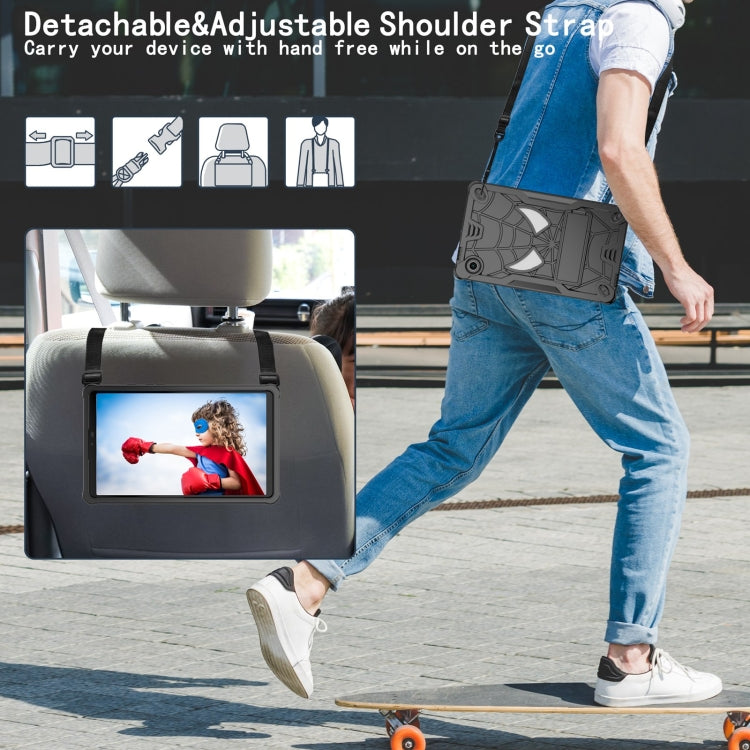 For Samsung Galaxy Tab A9 Fold-Holder Spider Silicone Hybrid PC Tablet Case(Black) by bashfashion