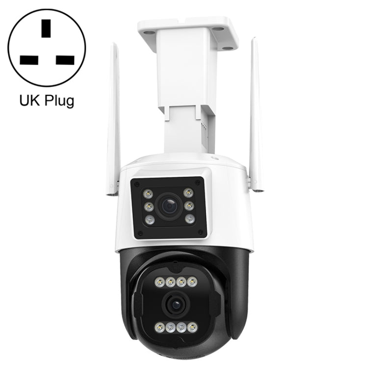 QX103 Humanoid Recognition AI Alarm WiFi Dome Dual IP Camera(UK Plug) by bashfashion