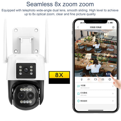 QX103 Humanoid Recognition AI Alarm WiFi Dome Dual IP Camera(AU Plug) by bashfashion